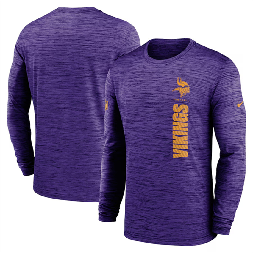 Men's Purple Minnesota Vikings 2024 Sideline Team Velocity Performance Long Sleeve T-Shirt